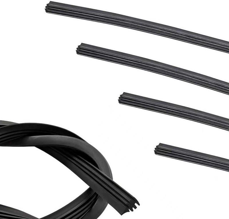 Bawkars 4 PCS 28" Silicone Frameless Wiper Blade Refill, Waterproof Boneless Wiper Inserts, Windshield Rubber Strip Replacement, Universal for Most Cars, Trucks, SUVs (Black) - Image 1